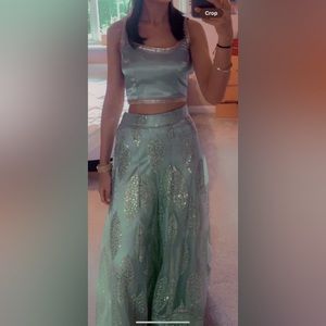 Traditional Indian outfit! Short top, and wide leg trousers